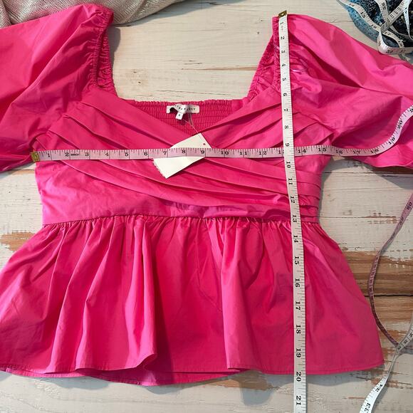 English Factory Shirring Detail Puff Sleeve Top Size Small Casual - Picture 8 of 9